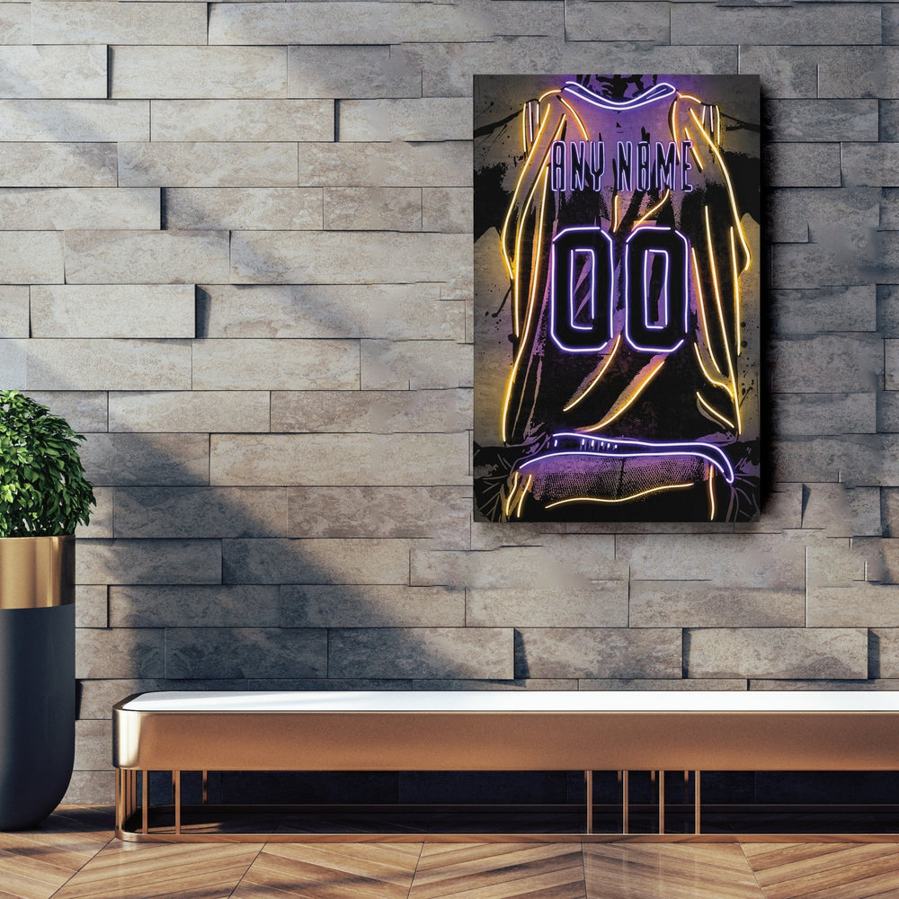 Los Angeles Lakers Custom Jersey Canvas | Neon Wall Art - CanvasNeon