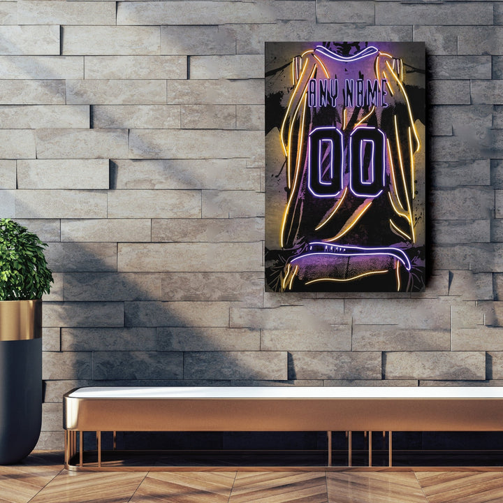 Los Angeles Lakers Custom Jersey Canvas | Neon Wall Art - CanvasNeon