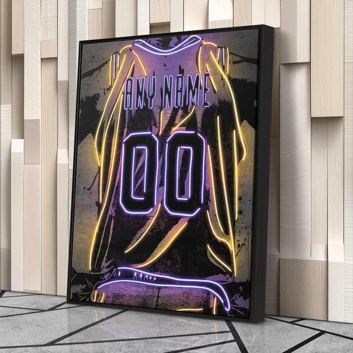 Los Angeles Lakers Custom Jersey Canvas | Neon Wall Art - CanvasNeon