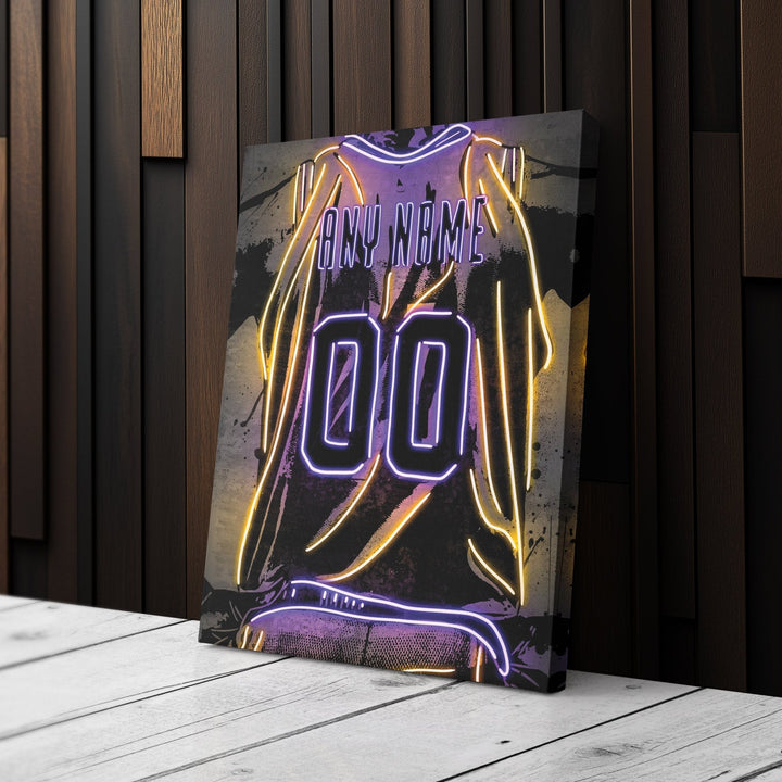 Los Angeles Lakers Custom Jersey Canvas | Neon Wall Art - CanvasNeon