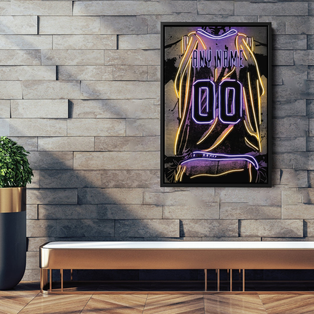 Los Angeles Lakers Custom Jersey Canvas | Neon Wall Art - CanvasNeon