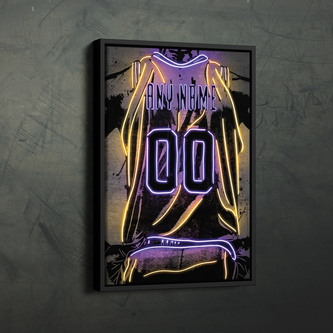 Los Angeles Lakers Custom Jersey Canvas | Neon Wall Art - CanvasNeon