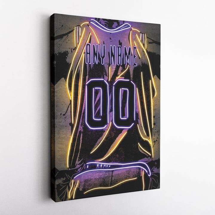 Los Angeles Lakers Custom Jersey Canvas | Neon Wall Art - CanvasNeon