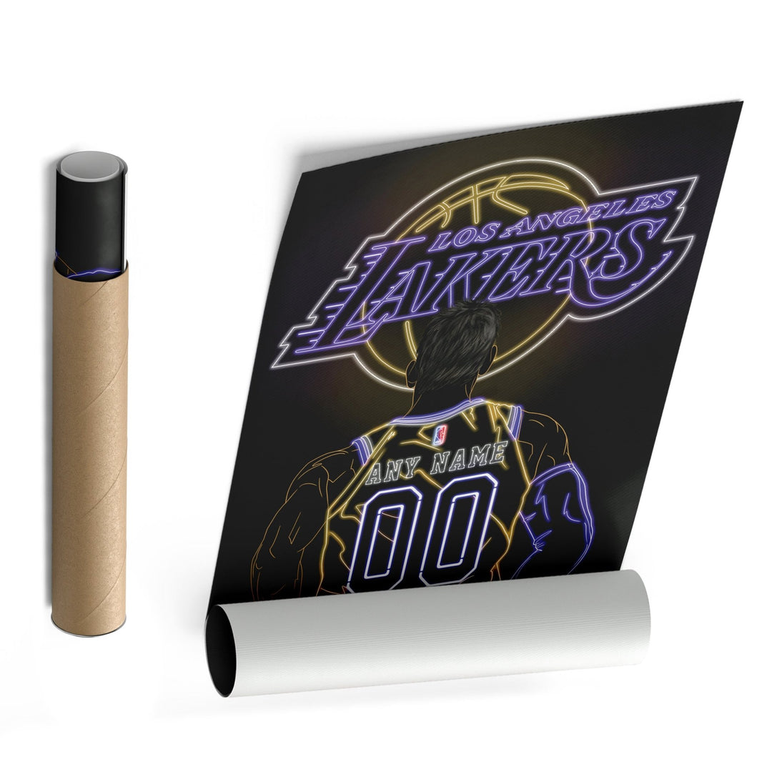 Los Angeles Lakers Personalized Jersey Canvas | Neon Wall Art - CanvasNeon