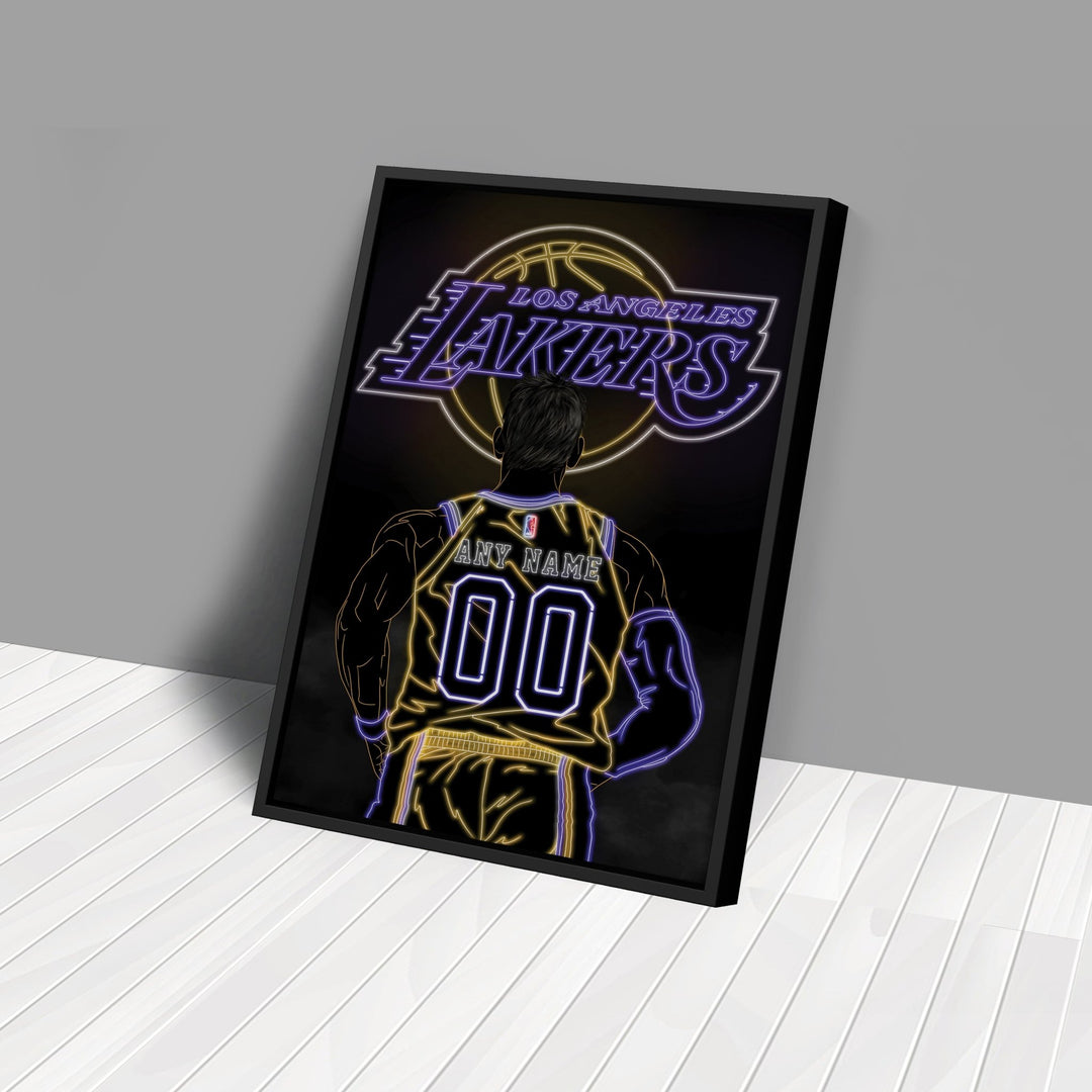 Los Angeles Lakers Personalized Jersey Canvas | Neon Wall Art - CanvasNeon