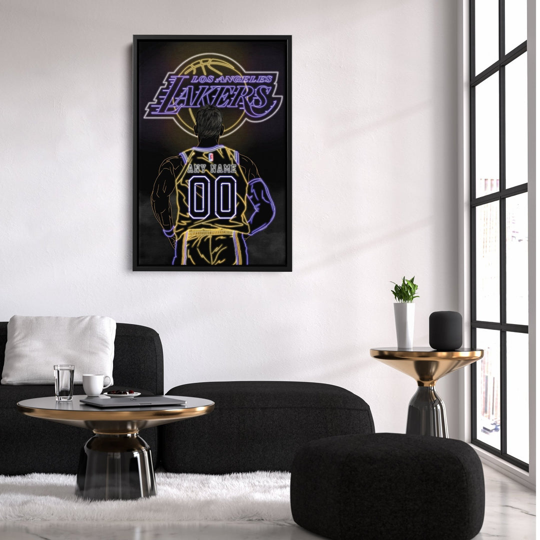 Los Angeles Lakers Personalized Jersey Canvas | Neon Wall Art - CanvasNeon