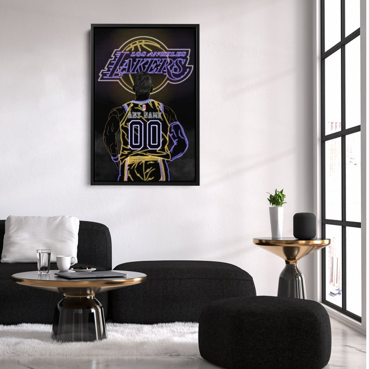 Los Angeles Lakers Personalized Jersey Canvas | Neon Wall Art - CanvasNeon