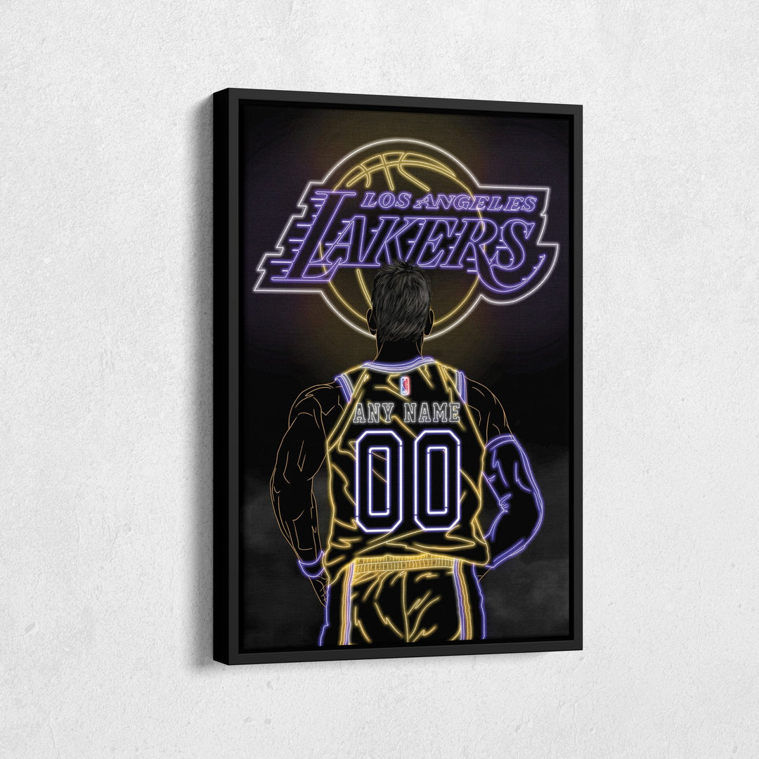 Los Angeles Lakers Personalized Jersey Canvas | Neon Wall Art - CanvasNeon