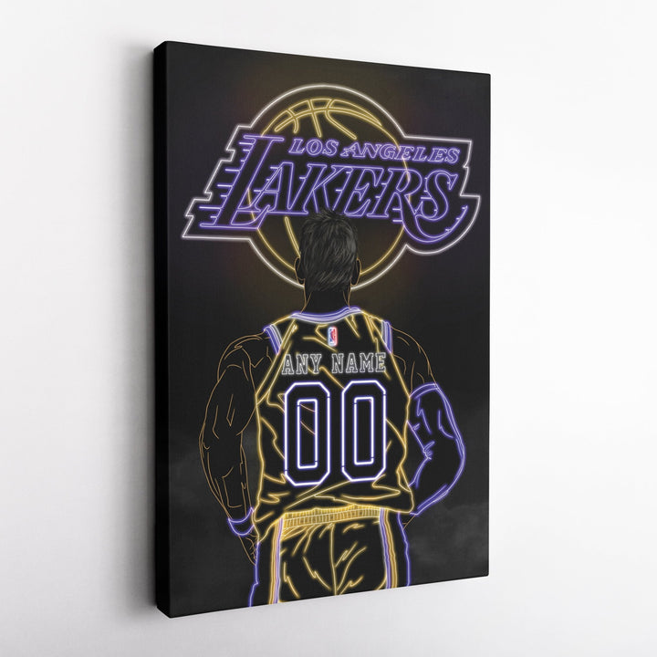 Los Angeles Lakers Personalized Jersey Canvas | Neon Wall Art - CanvasNeon