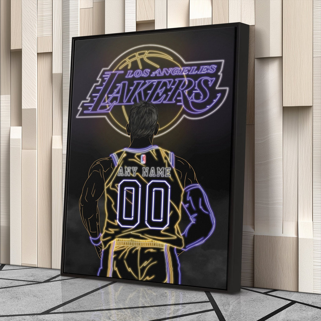 Los Angeles Lakers Personalized Jersey Canvas | Neon Wall Art - CanvasNeon