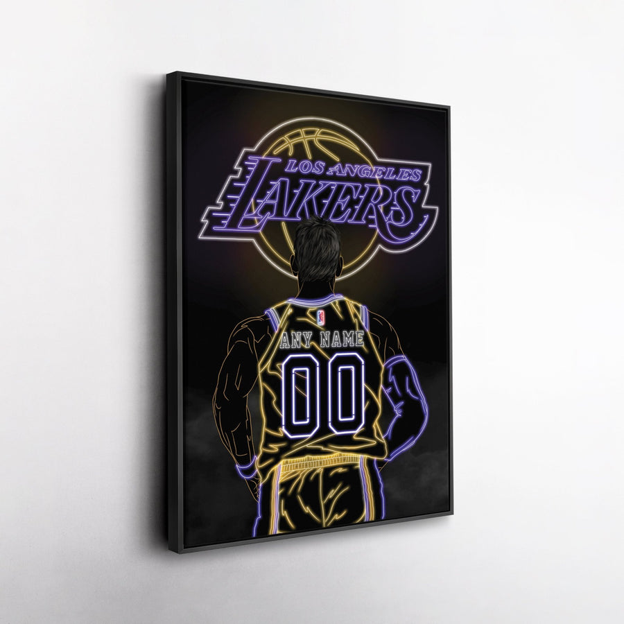 Los Angeles Lakers Personalized Jersey Canvas | Neon Wall Art - CanvasNeon