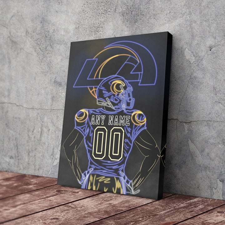 Los Angeles Rams Personalized Jersey Canvas | Neon Wall Art - CanvasNeon