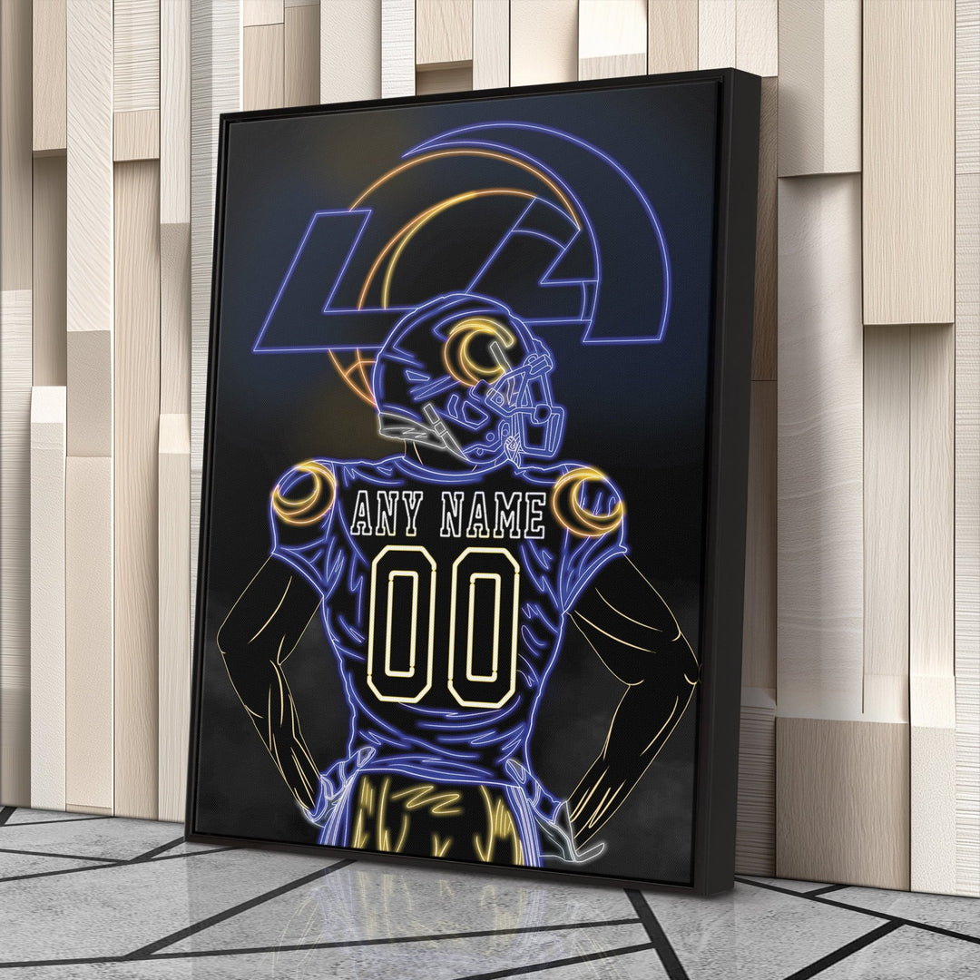 Los Angeles Rams Personalized Jersey Canvas | Neon Wall Art - CanvasNeon