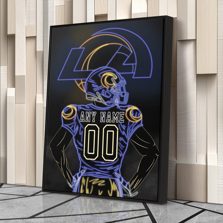 Los Angeles Rams Personalized Jersey Canvas | Neon Wall Art - CanvasNeon