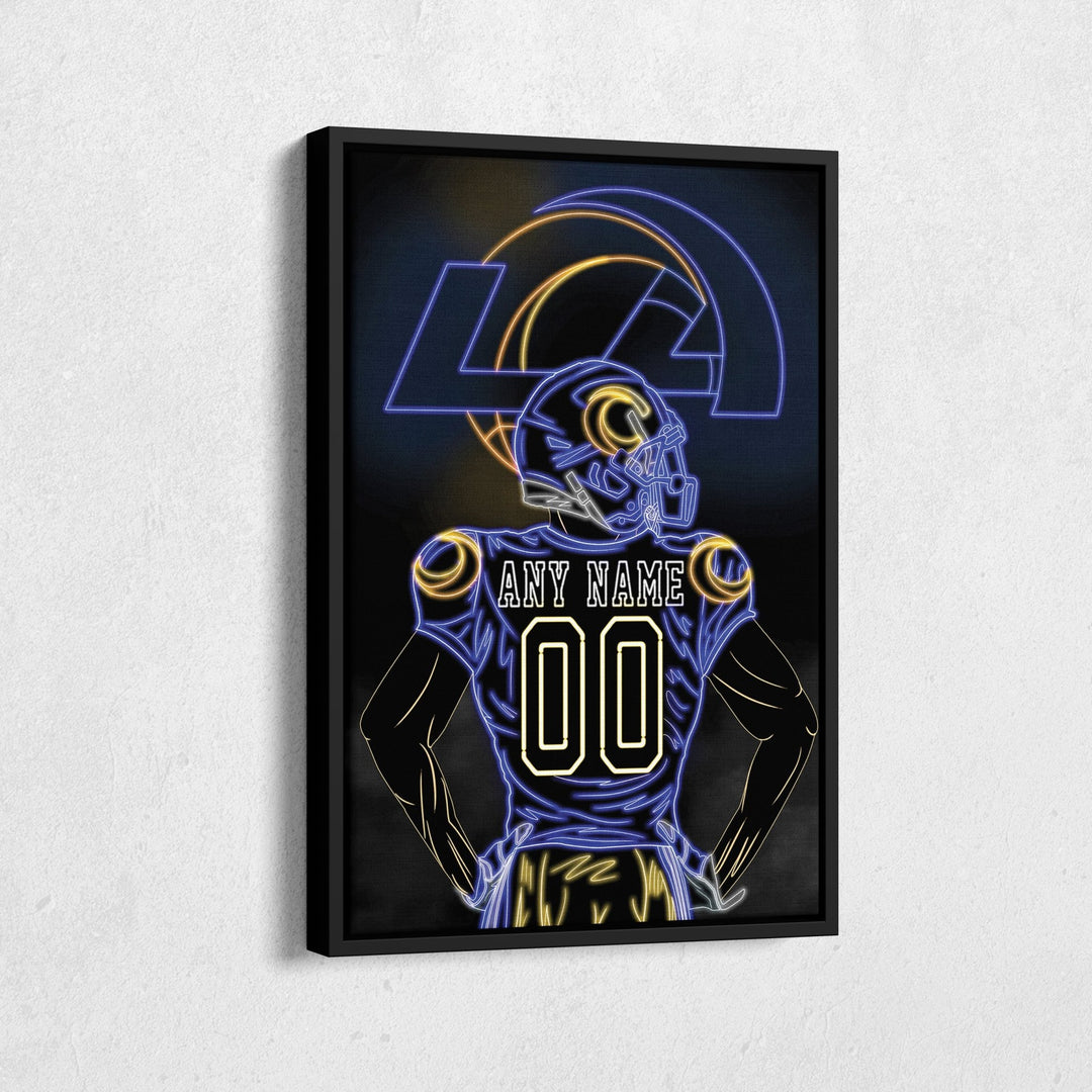 Los Angeles Rams Personalized Jersey Canvas | Neon Wall Art - CanvasNeon