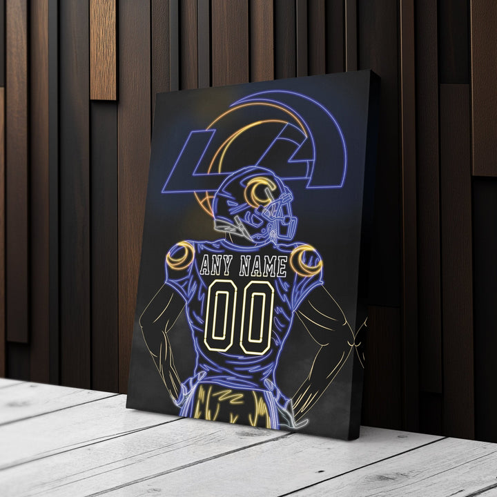Los Angeles Rams Personalized Jersey Canvas | Neon Wall Art - CanvasNeon