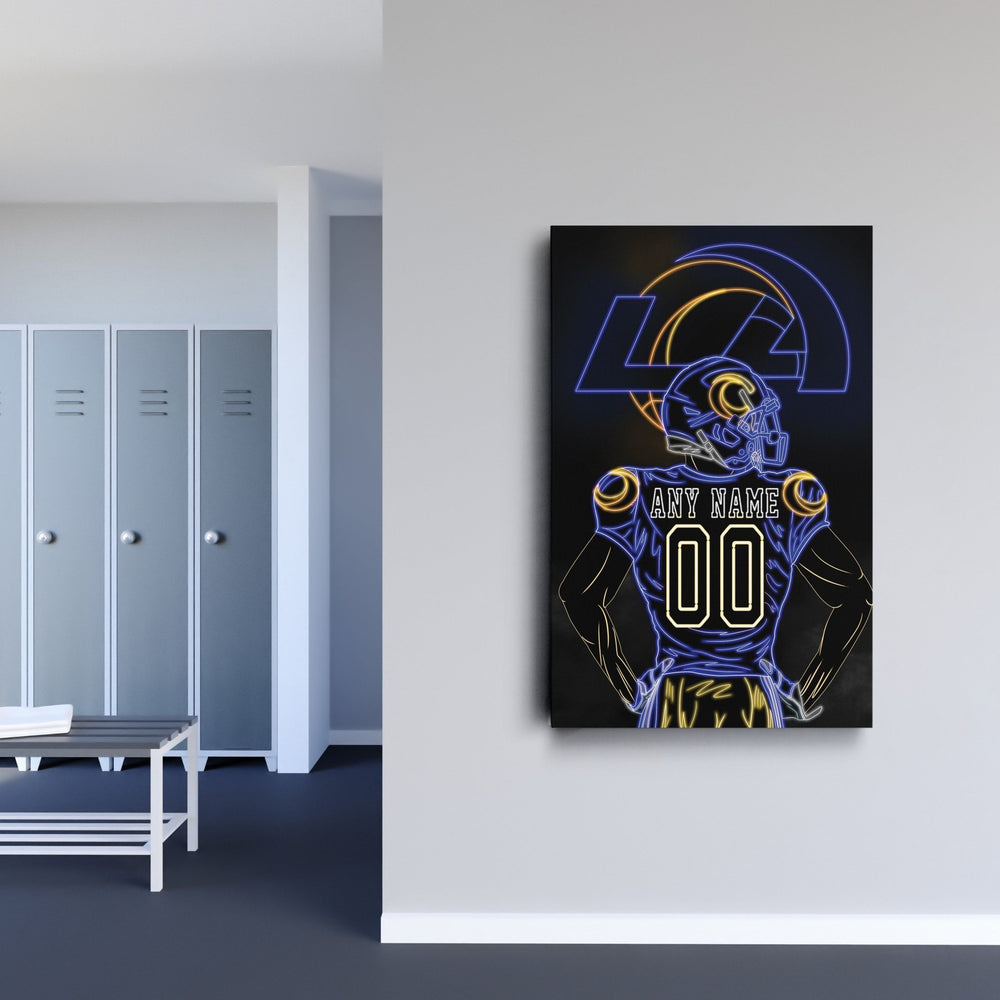 Los Angeles Rams Personalized Jersey Canvas | Neon Wall Art - CanvasNeon