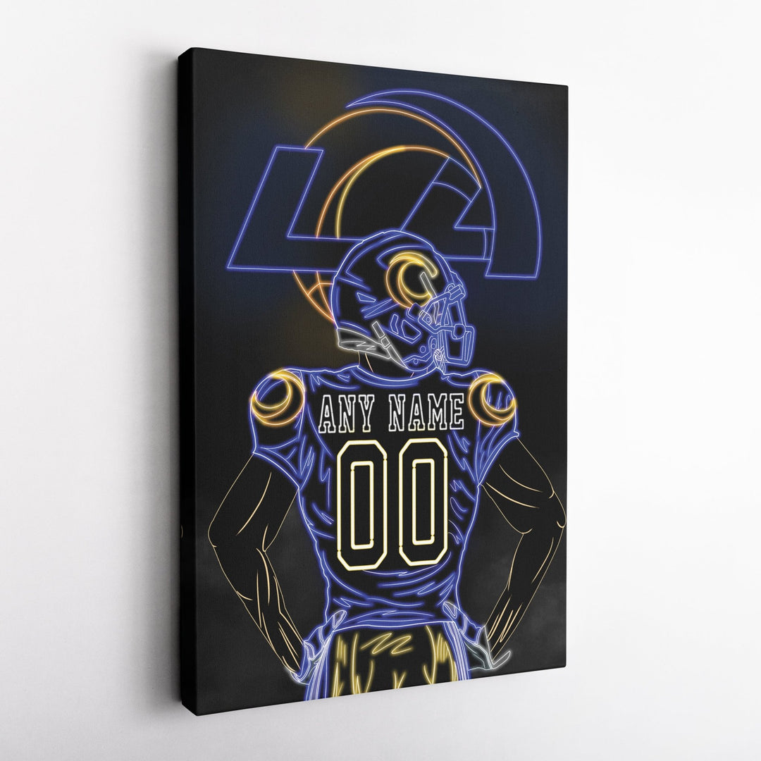 Los Angeles Rams Personalized Jersey Canvas | Neon Wall Art - CanvasNeon