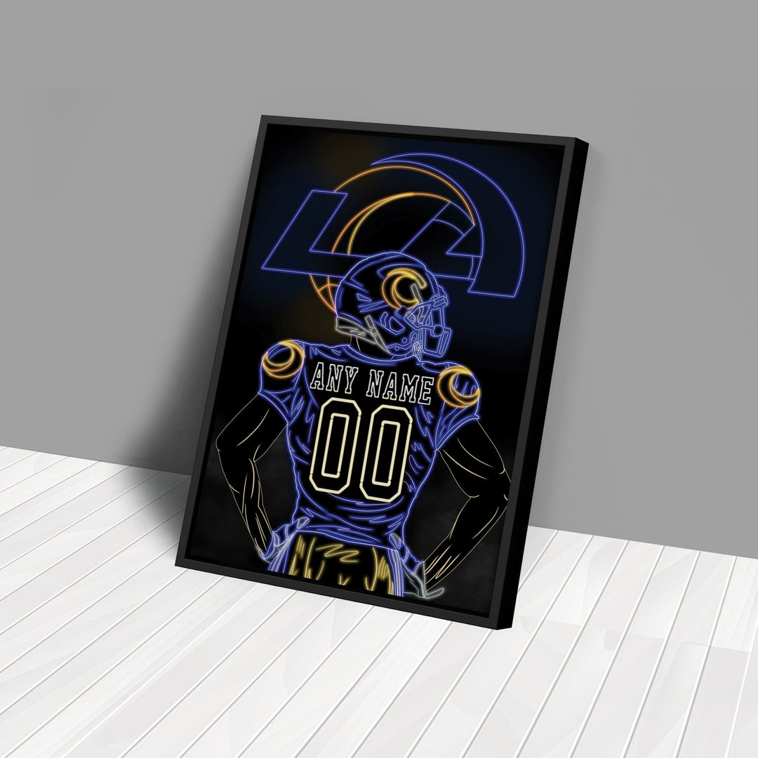 Los Angeles Rams Personalized Jersey Canvas | Neon Wall Art - CanvasNeon