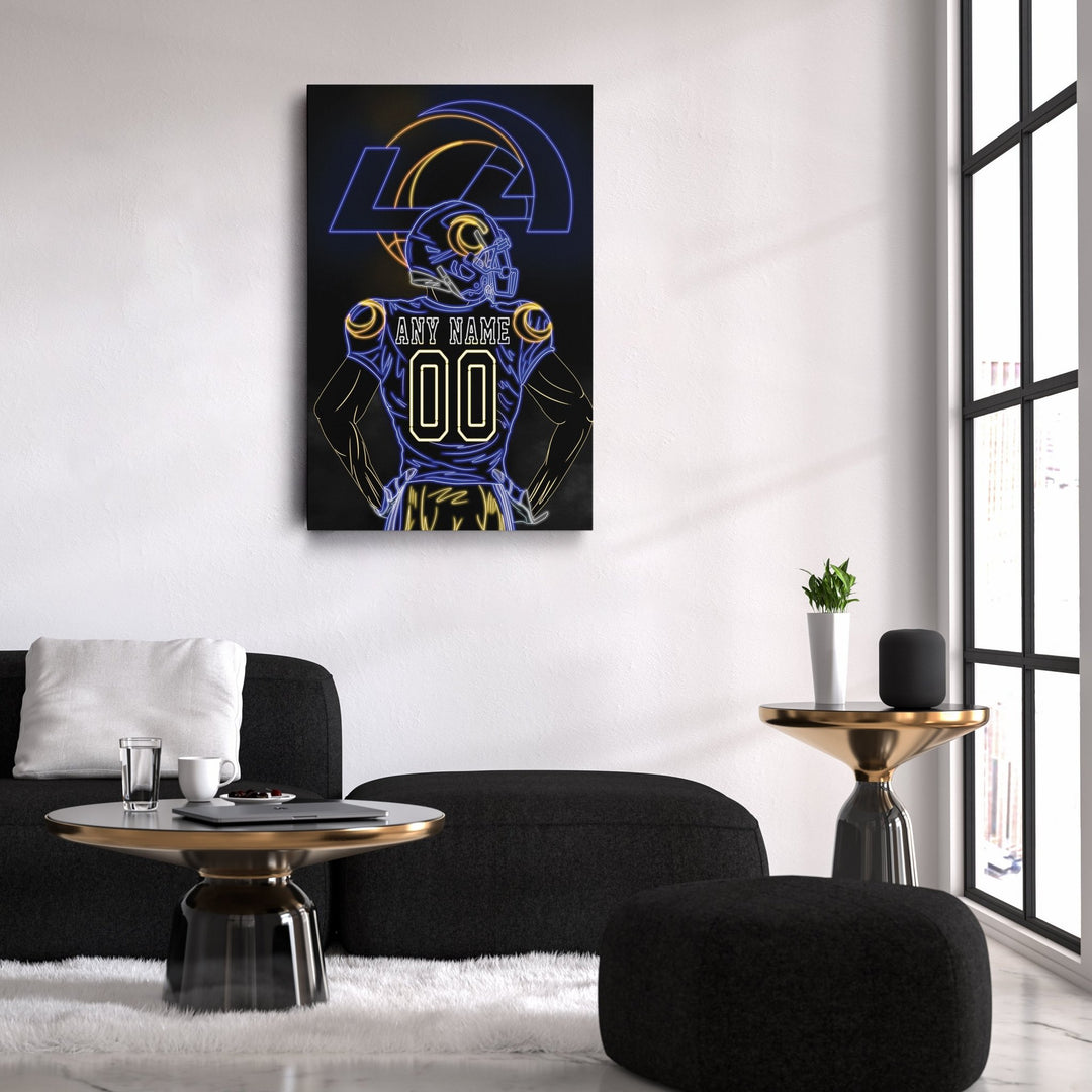 Los Angeles Rams Personalized Jersey Canvas | Neon Wall Art - CanvasNeon