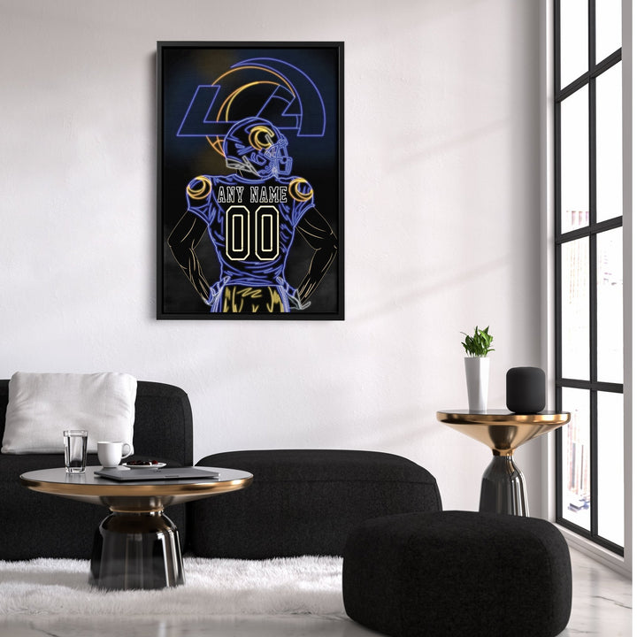 Los Angeles Rams Personalized Jersey Canvas | Neon Wall Art - CanvasNeon