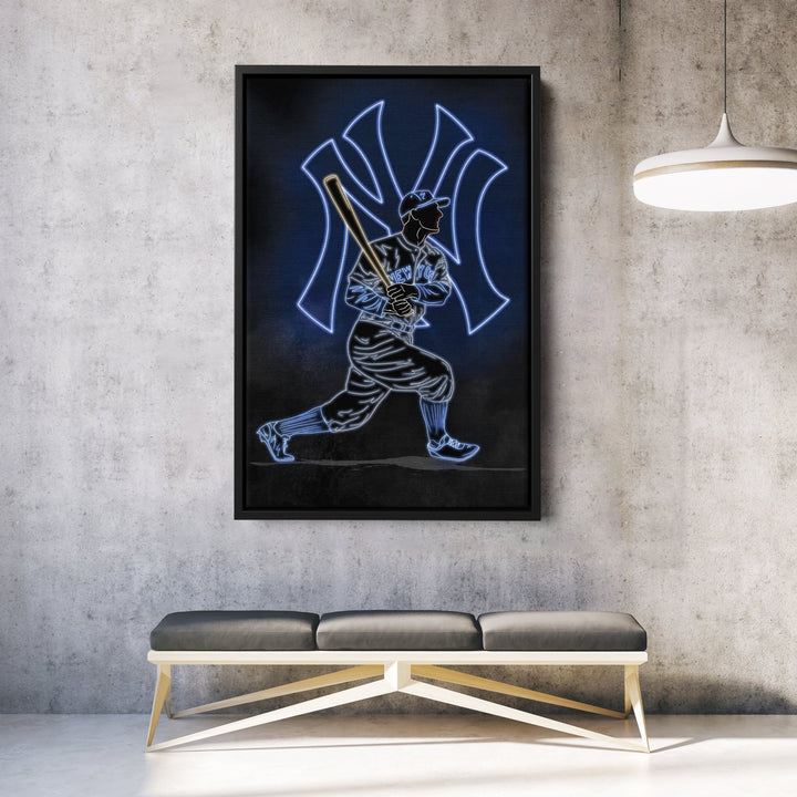 Lou Gehrig Neon Canvas Art | Yankees Wall Decor - CanvasNeon