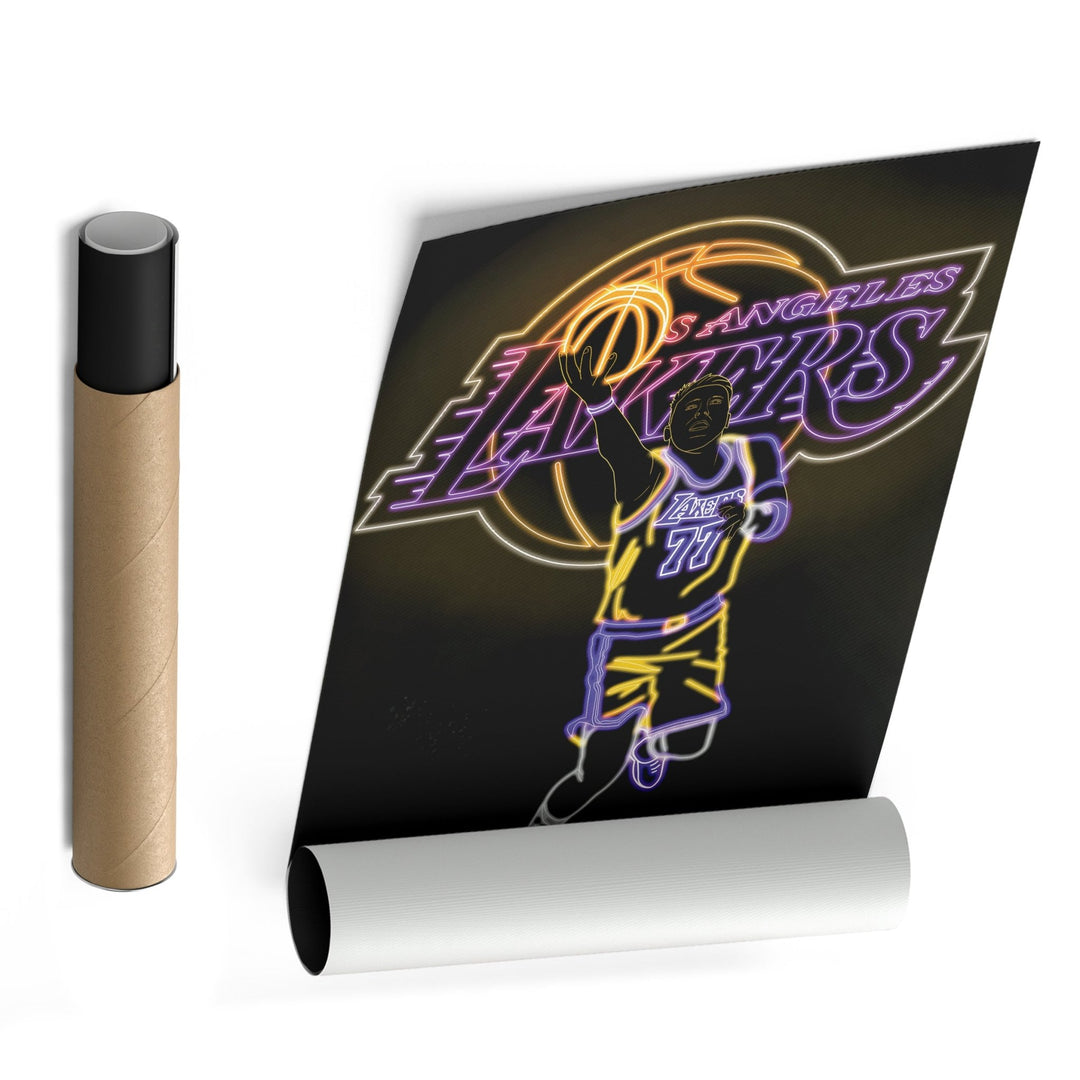 Luka Dončić Neon Canvas Art | Lakers Wall Decor - CanvasNeon