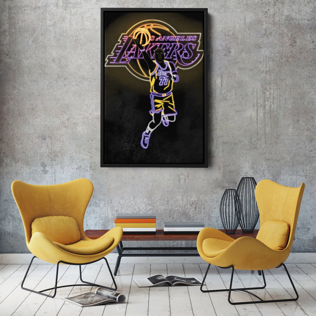 Luka Dončić Neon Canvas Art | Lakers Wall Decor - CanvasNeon