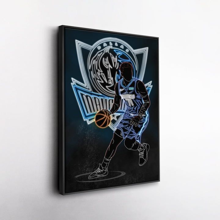 Luka Dončić Neon Canvas Art | Mavericks Wall Decor - CanvasNeon