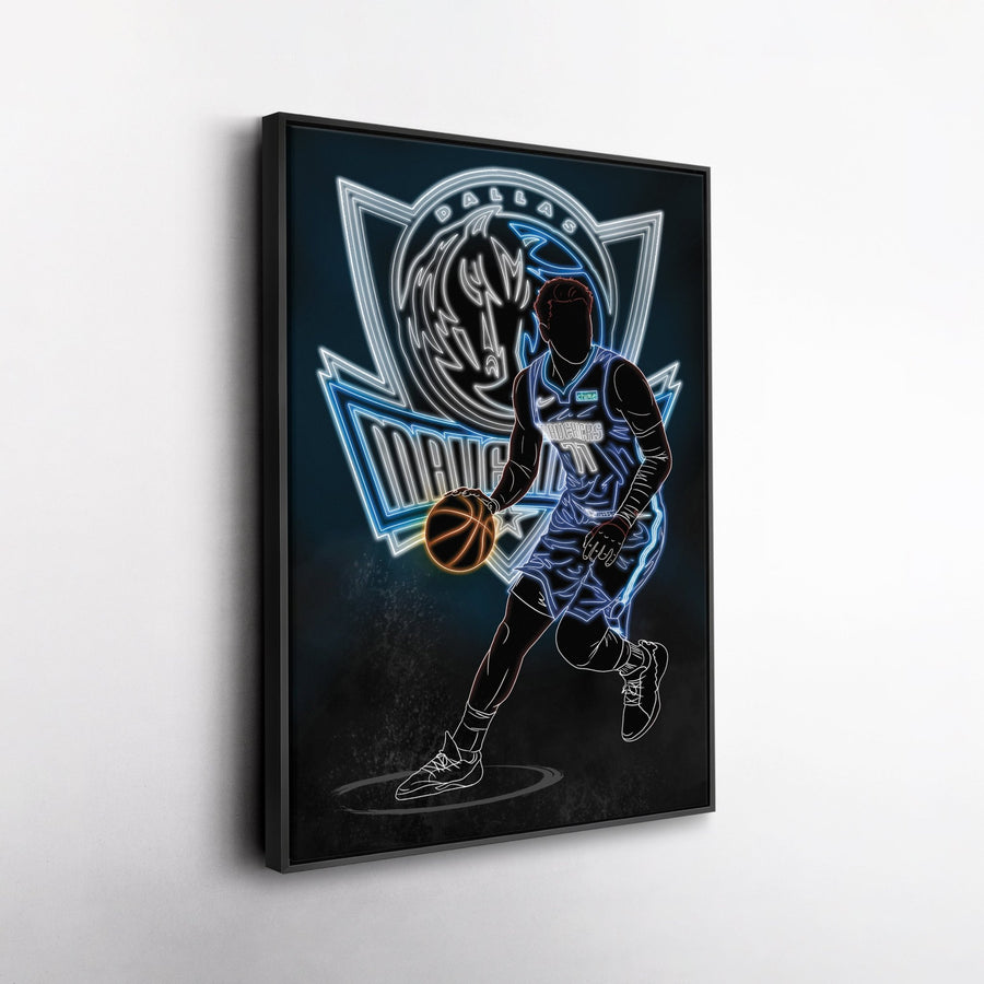 Luka Dončić Neon Canvas Art | Mavericks Wall Decor - CanvasNeon