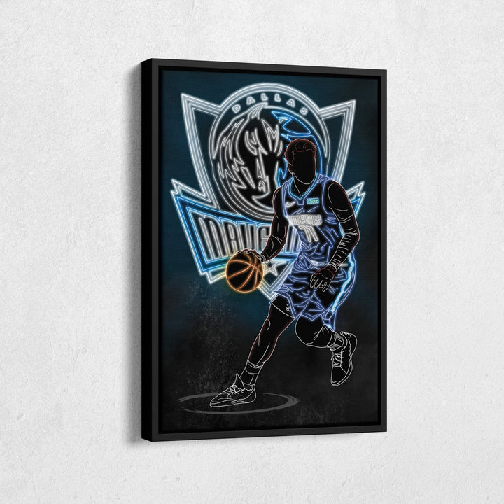 Luka Dončić Neon Canvas Art | Mavericks Wall Decor - CanvasNeon