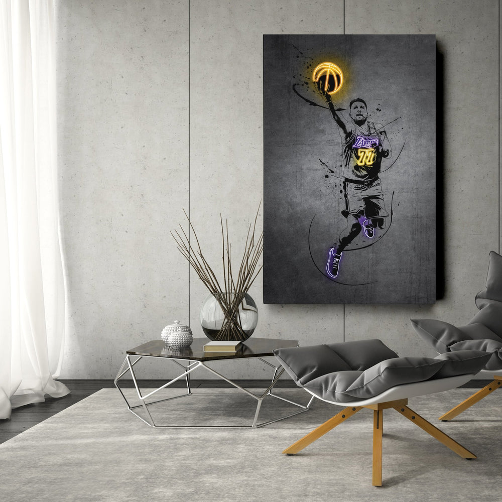 Luka Doncic Neon Canvas Art | Modern Wall Decor for Lakers Fans - CanvasNeon