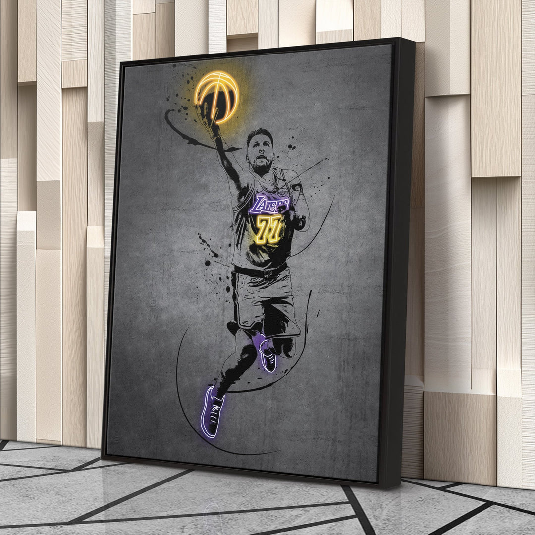 Luka Doncic Neon Canvas Art | Modern Wall Decor for Lakers Fans - CanvasNeon