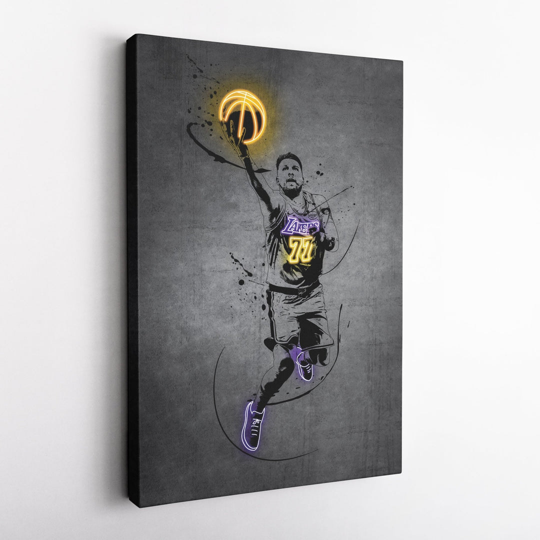 Luka Doncic Neon Canvas Art | Modern Wall Decor for Lakers Fans - CanvasNeon