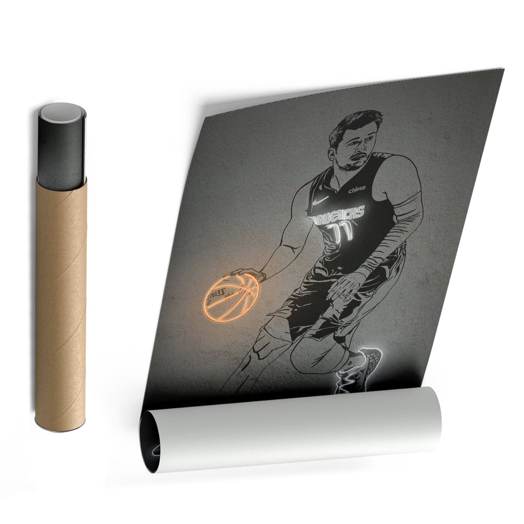 Luka Doncic Neon Canvas Art | Modern Wall Decor for Mavericks Fans - CanvasNeon