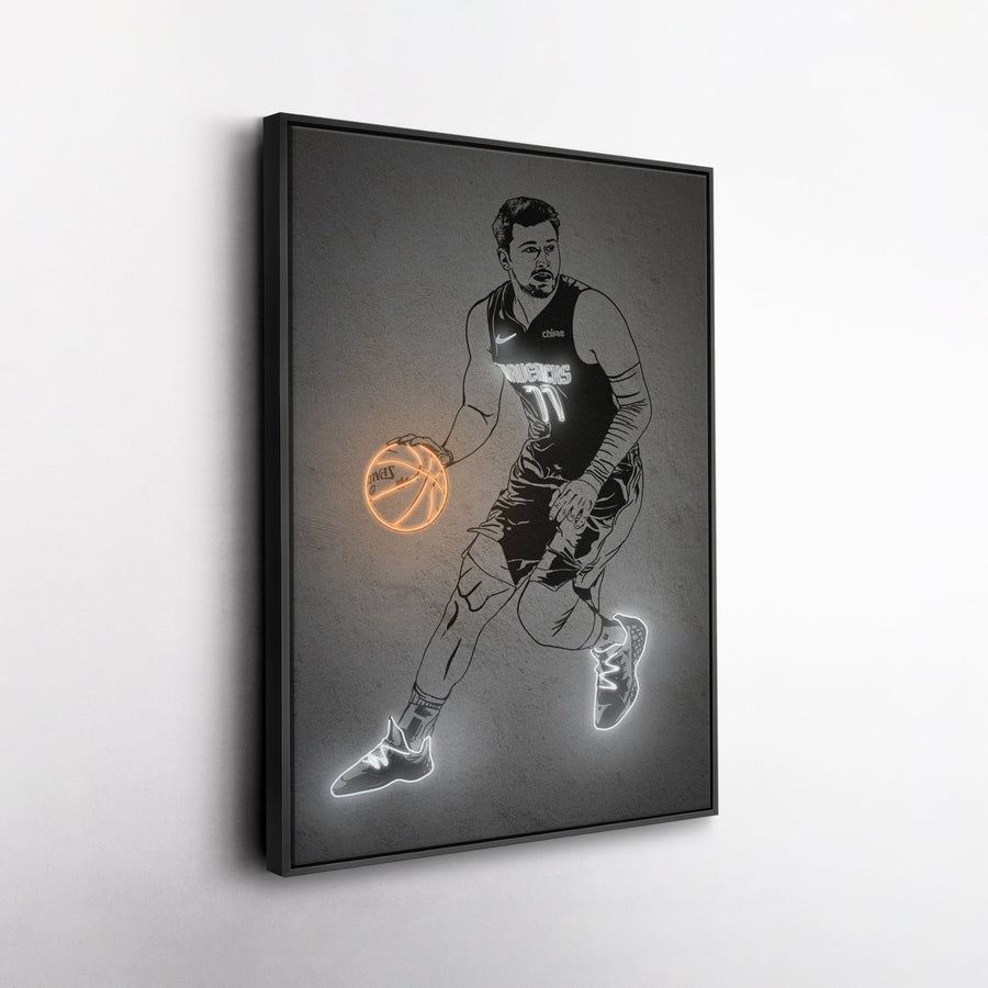 Luka Doncic Neon Canvas Art | Modern Wall Decor for Mavericks Fans - CanvasNeon