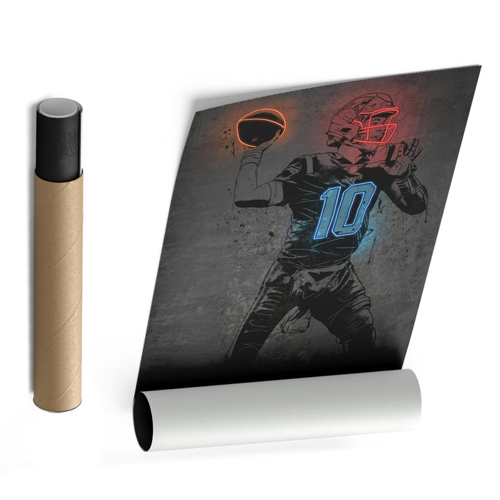Mac Jones Neon Canvas Art | Modern Wall Decor for Patriots Fans - CanvasNeon