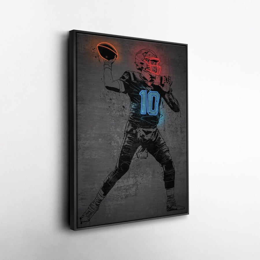 Mac Jones Neon Canvas Art | Modern Wall Decor for Patriots Fans - CanvasNeon
