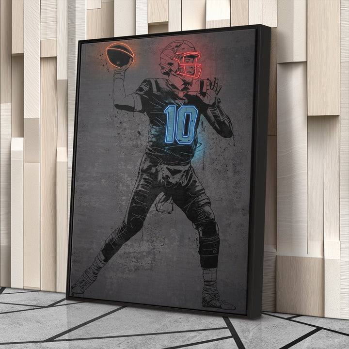 Mac Jones Neon Canvas Art | Modern Wall Decor for Patriots Fans - CanvasNeon