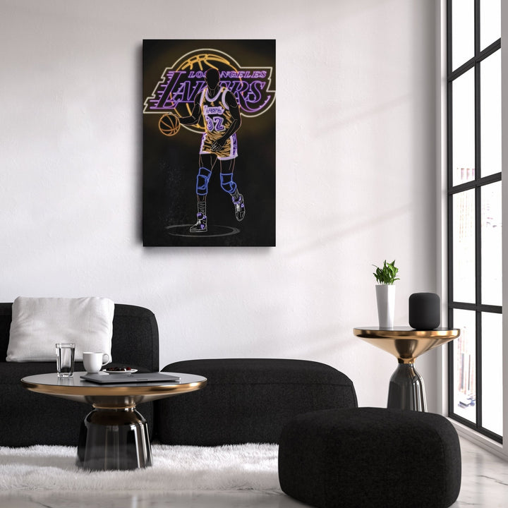 Magic Johnson Neon Canvas Art | Lakers Wall Decor - CanvasNeon