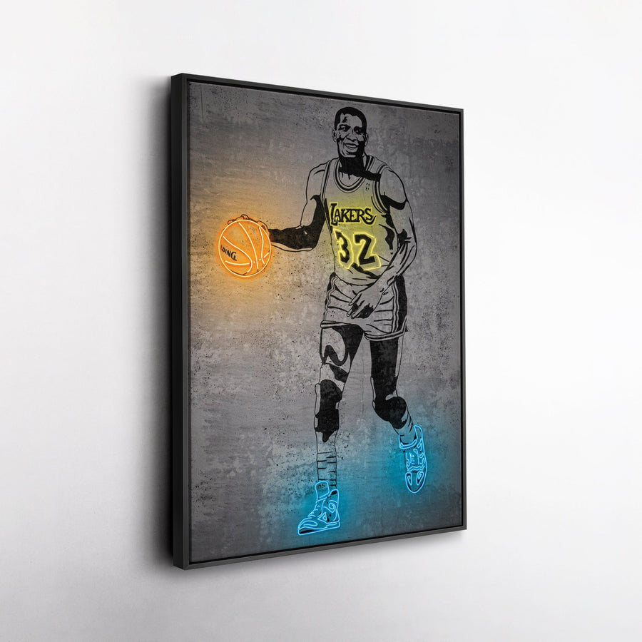 Magic Johnson Neon Canvas Art | Modern Wall Decor for Lakers Fans - CanvasNeon