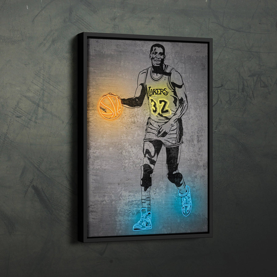 Magic Johnson Neon Canvas Art | Modern Wall Decor for Lakers Fans - CanvasNeon