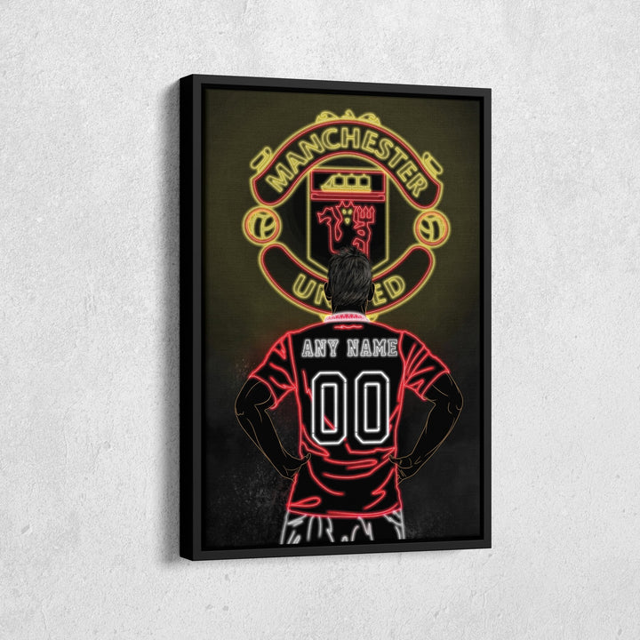 Manchester United Personalized Jersey Canvas | Neon Wall Art - CanvasNeon