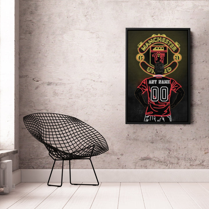 Manchester United Personalized Jersey Canvas | Neon Wall Art - CanvasNeon