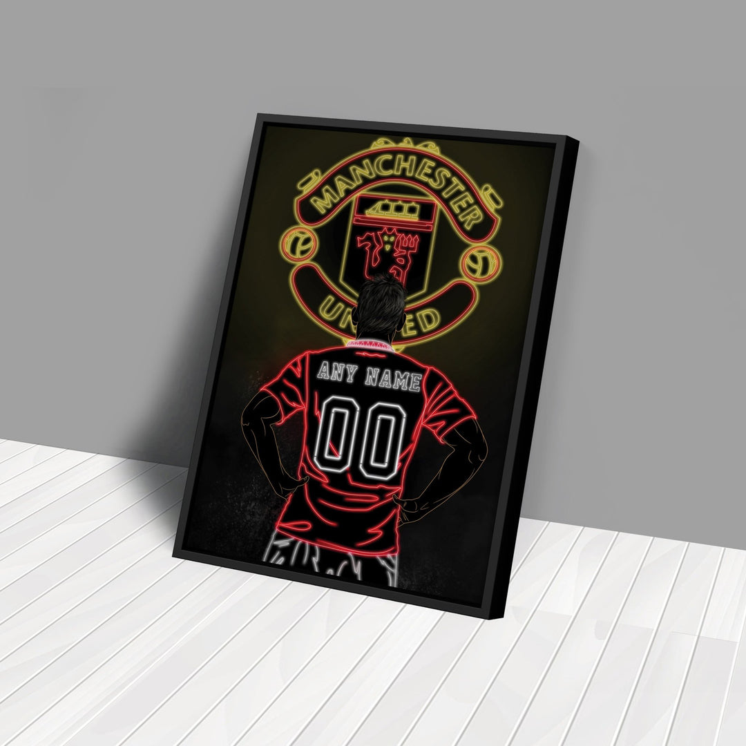 Manchester United Personalized Jersey Canvas | Neon Wall Art - CanvasNeon