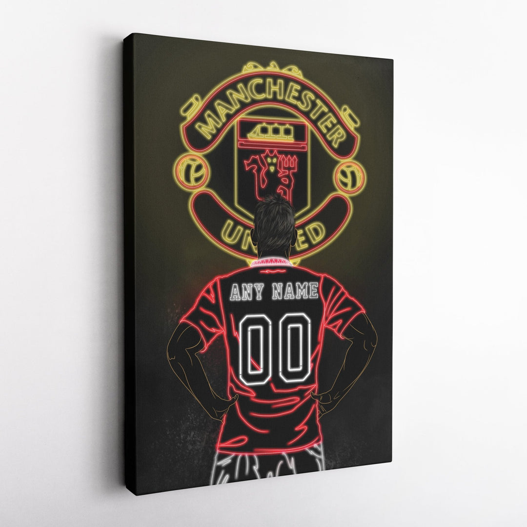 Manchester United Personalized Jersey Canvas | Neon Wall Art - CanvasNeon