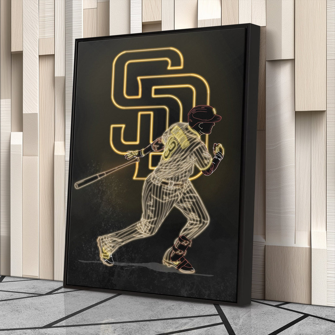 Manny Machado Neon Canvas Art | Padres Wall Decor - CanvasNeon