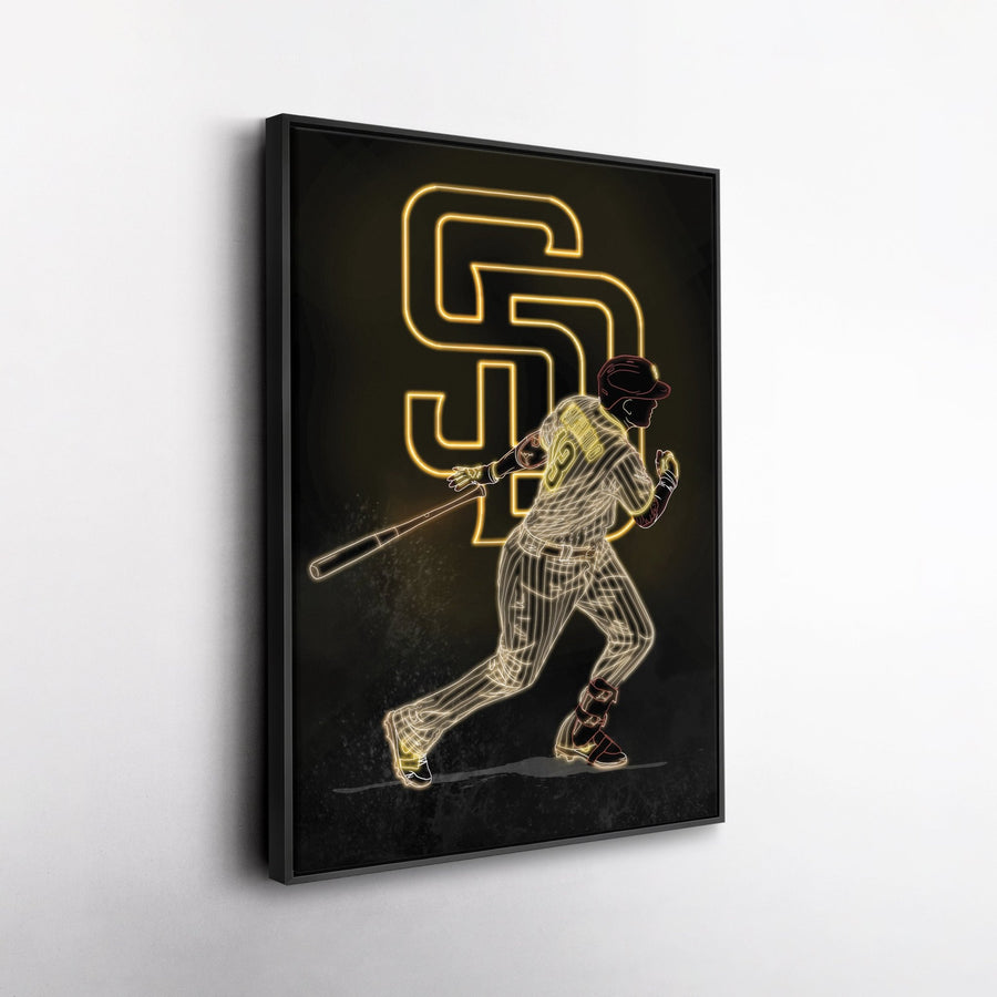 Manny Machado Neon Canvas Art | Padres Wall Decor - CanvasNeon