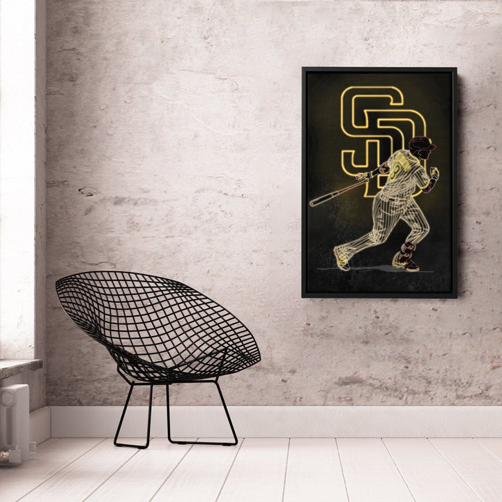 Manny Machado Neon Canvas Art | Padres Wall Decor - CanvasNeon