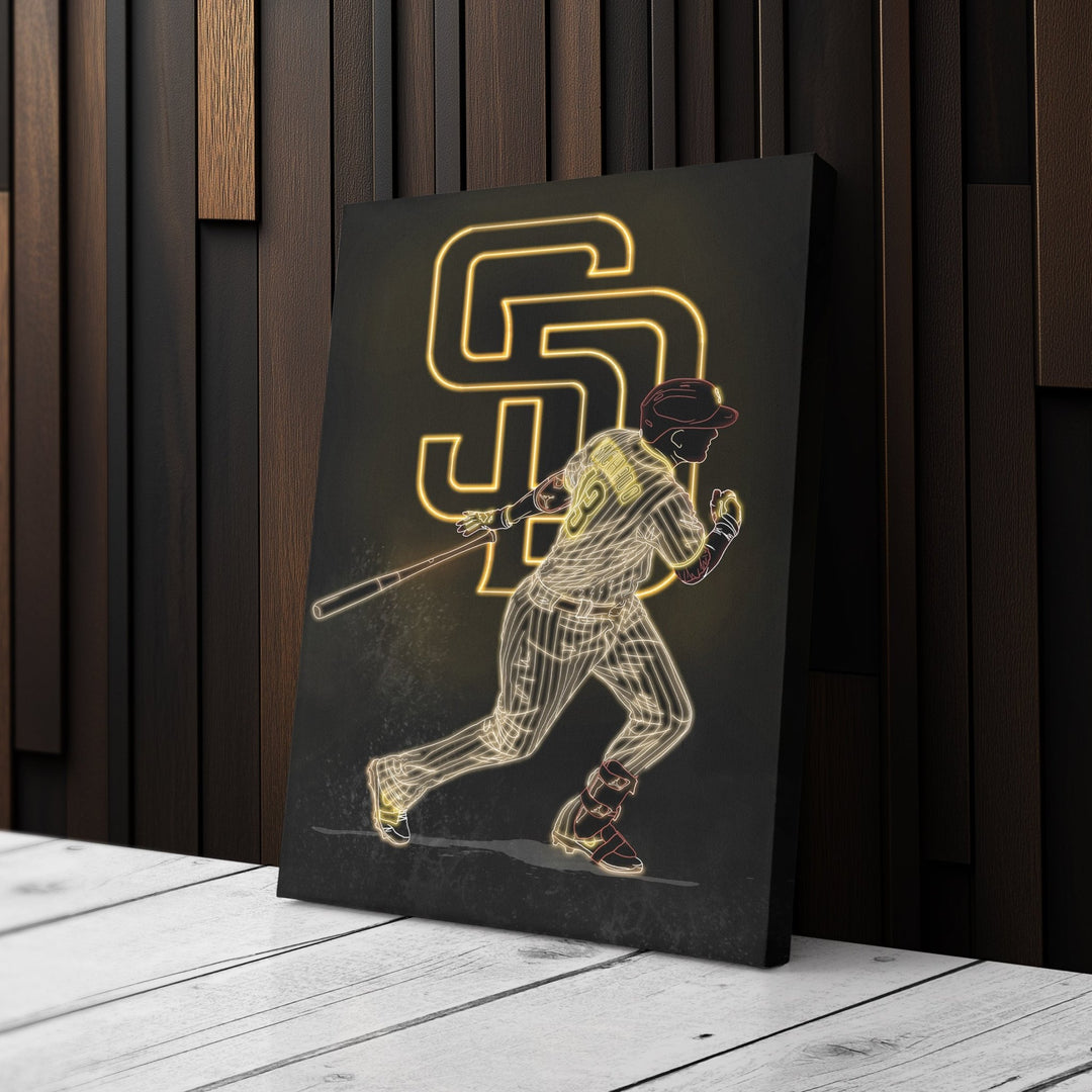 Manny Machado Neon Canvas Art | Padres Wall Decor - CanvasNeon
